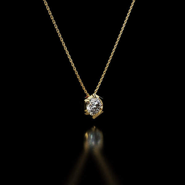 18 Karat White Gold Hexagon Diamond Pendant Necklace – Sine Qua Non - NAUDE BOURN