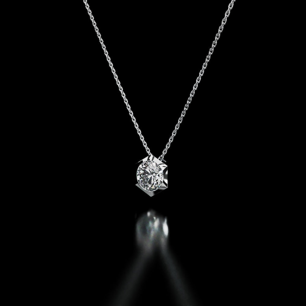 18 Karat White Gold Hexagon Diamond Pendant Necklace – Sine Qua Non - NAUDE BOURN