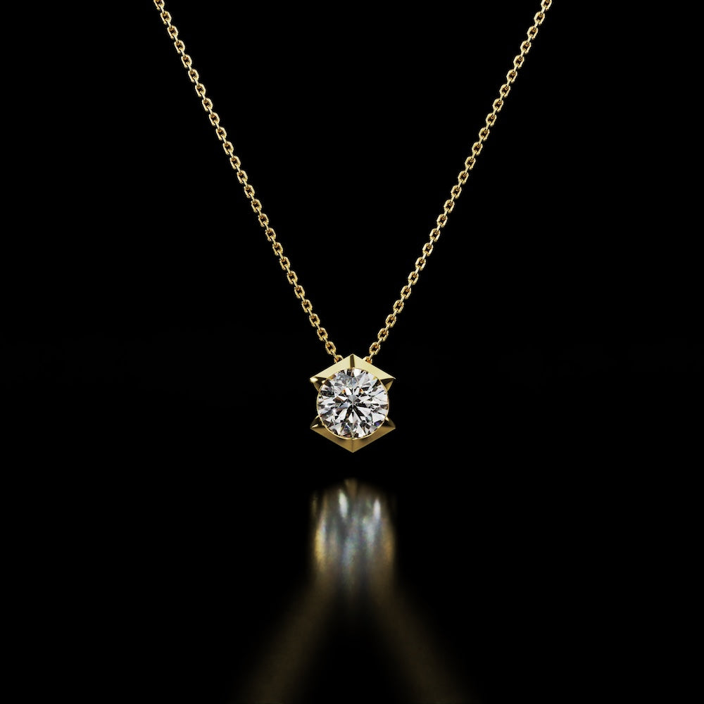 18 Karat Yellow Gold Hexagon Diamond Pendant Necklace – Sine Qua Non - NAUDE BOURN