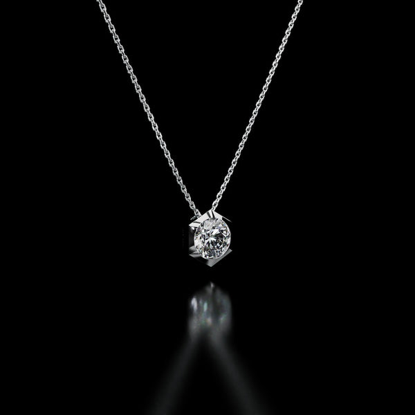 18 Karat White Gold Hexagon Diamond Pendant Necklace – Sine Qua Non - NAUDE BOURN