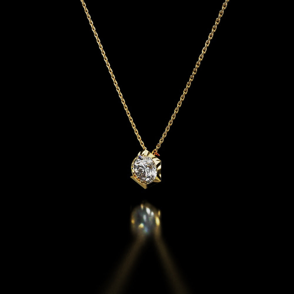 18 Karat Yellow Gold Hexagon Diamond Pendant Necklace – Sine Qua Non - NAUDE BOURN