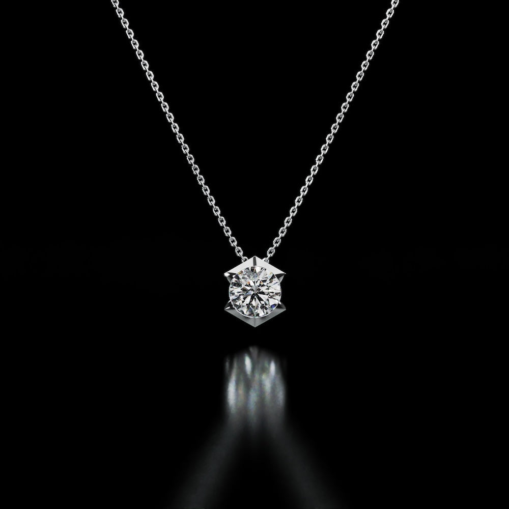 18 Karat White Gold Hexagon Diamond Pendant Necklace – Sine Qua Non - NAUDE BOURN