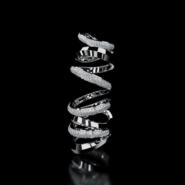 18 Karat White Gold Multi Layer Pavé Diamond Ring – Bloodline - NAUDE BOURN