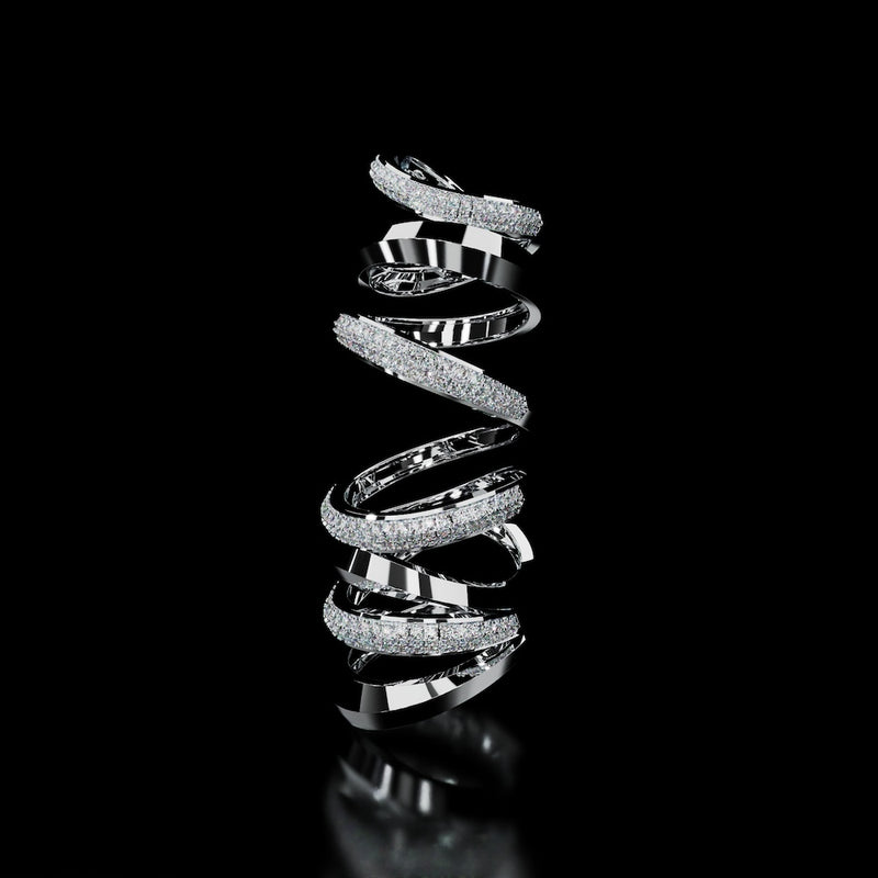 18 Karat White Gold Multi Layer Pavé Diamond Ring – Bloodline - NAUDE BOURN