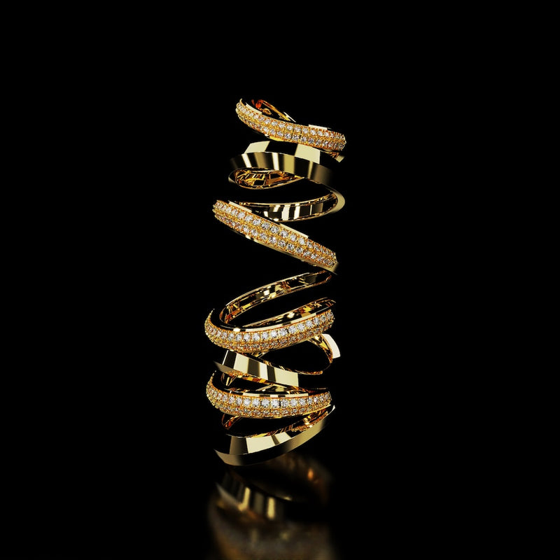 18 Karat White Gold Multi Layer Pavé Diamond Ring – Bloodline - NAUDE BOURN