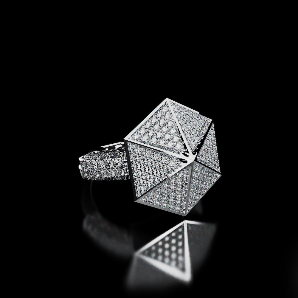 18 Karat White Gold Pavé Diamond Cocktail Ring – Giza - NAUDE BOURN
