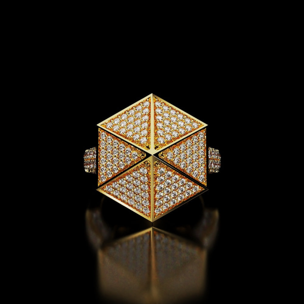 18 Karat Yellow Gold Pavé Diamond Cocktail Ring – Giza - NAUDE BOURN