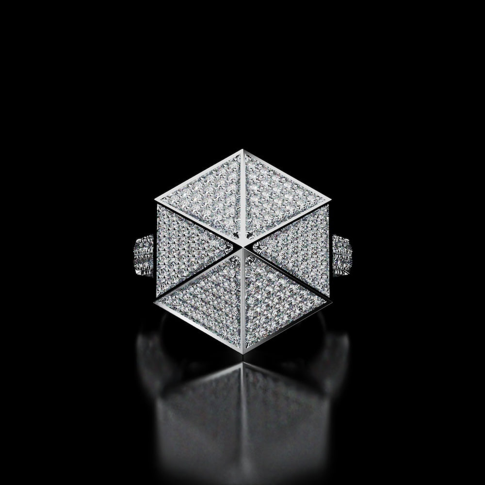 18 Karat White Gold Pavé Diamond Cocktail Ring – Giza - NAUDE BOURN
