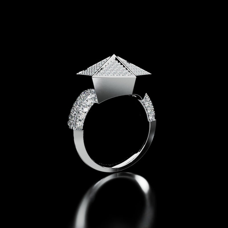 18 Karat White Gold Pavé Diamond Cocktail Ring – Giza - NAUDE BOURN