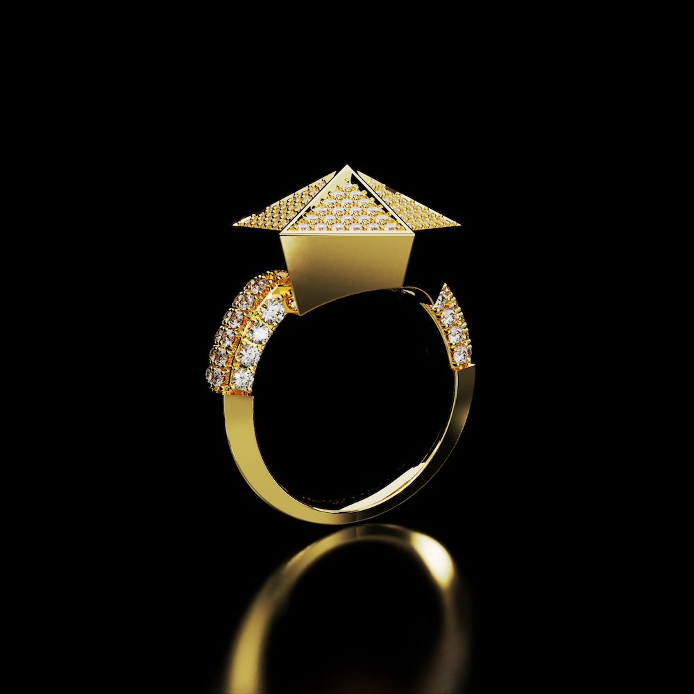18 Karat Yellow Gold Pavé Diamond Cocktail Ring – Giza - NAUDE BOURN