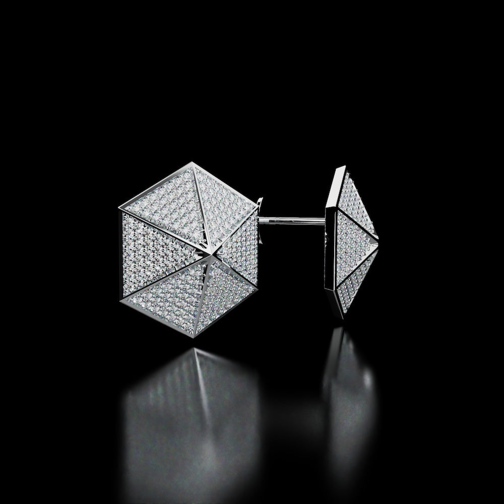 18 Karat White Gold Pavé Diamond Stud Earrings – Rare Dimension - NAUDE BOURN