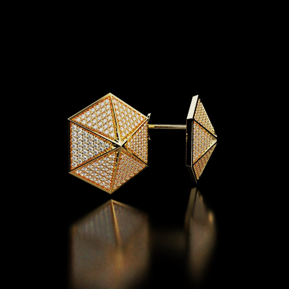 18 Karat Yellow Gold Pavé Diamond Stud Earrings – Rare Dimension - NAUDE BOURN