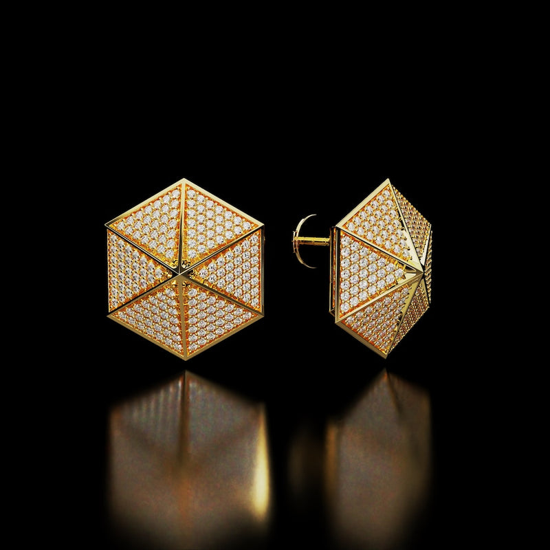 18 Karat Yellow Gold Pavé Diamond Stud Earrings – Rare Dimension - NAUDE BOURN
