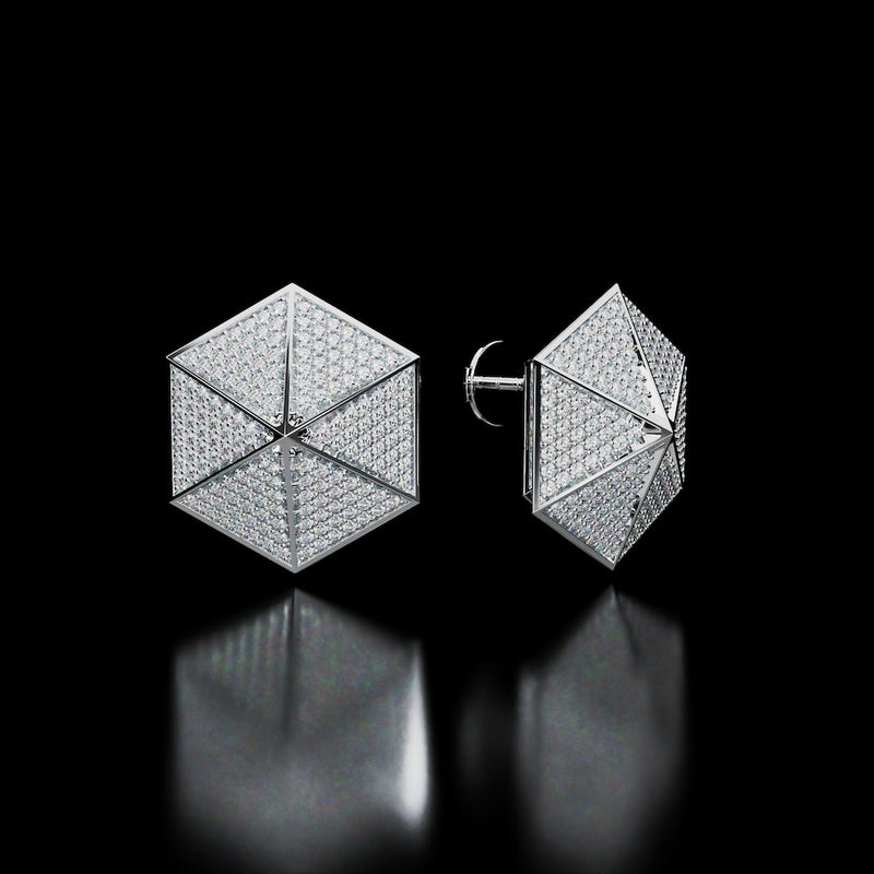 18 Karat White Gold Pavé Diamond Stud Earrings – Rare Dimension - NAUDE BOURN