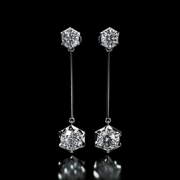 18 Karat Yellow Gold Hexagon Diamond Dangle Earrings – Animus - NAUDE BOURN