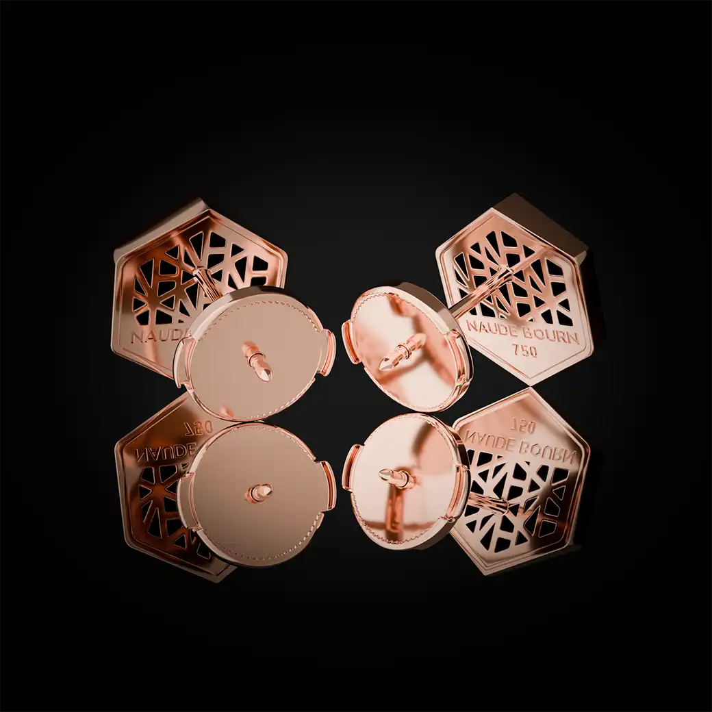 KNOW YOU 18k Rose Gold Stud Earrings by Naude Bourn—crafted in luxurious 18k gold to reflect bold self-expression and timeless elegance.
