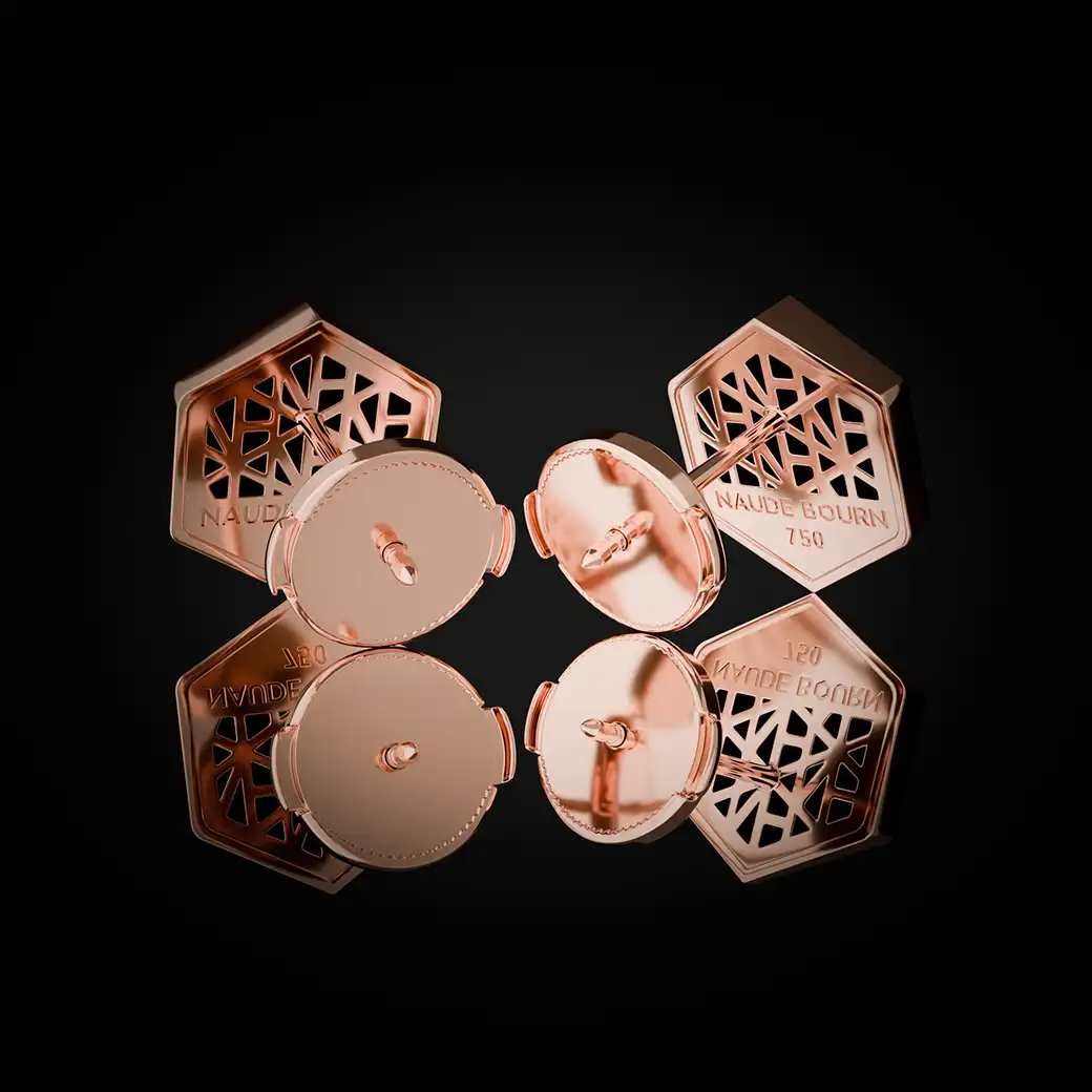 KNOW YOU 18k Rose Gold Stud Earrings by Naude Bourn, crafted in luxurious 18k gold to reflect bold self-expression and timeless elegance.