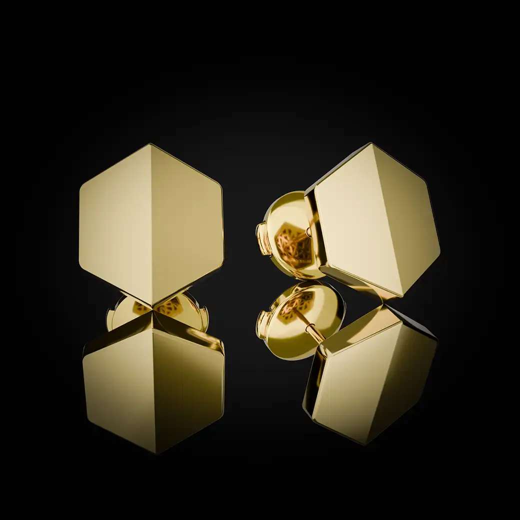 KNOW YOU 18k Yellow Gold Stud Earrings by Naude Bourn—crafted in luxurious 18k gold to reflect bold self-expression and timeless elegance.