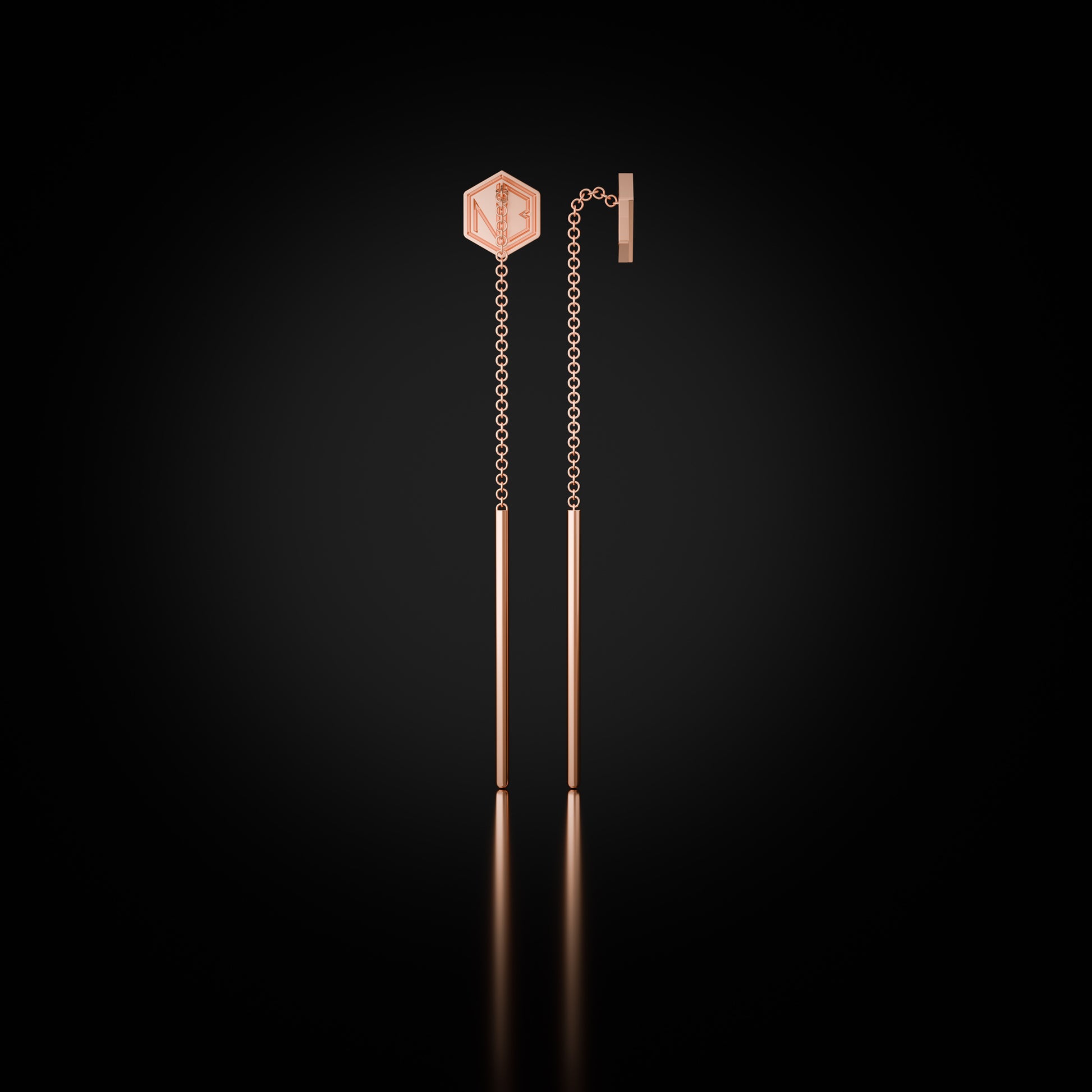 See You Threader Earrings in 18k Rose Gold by Naude Bourn, blending bold elegance with contemporary charm.