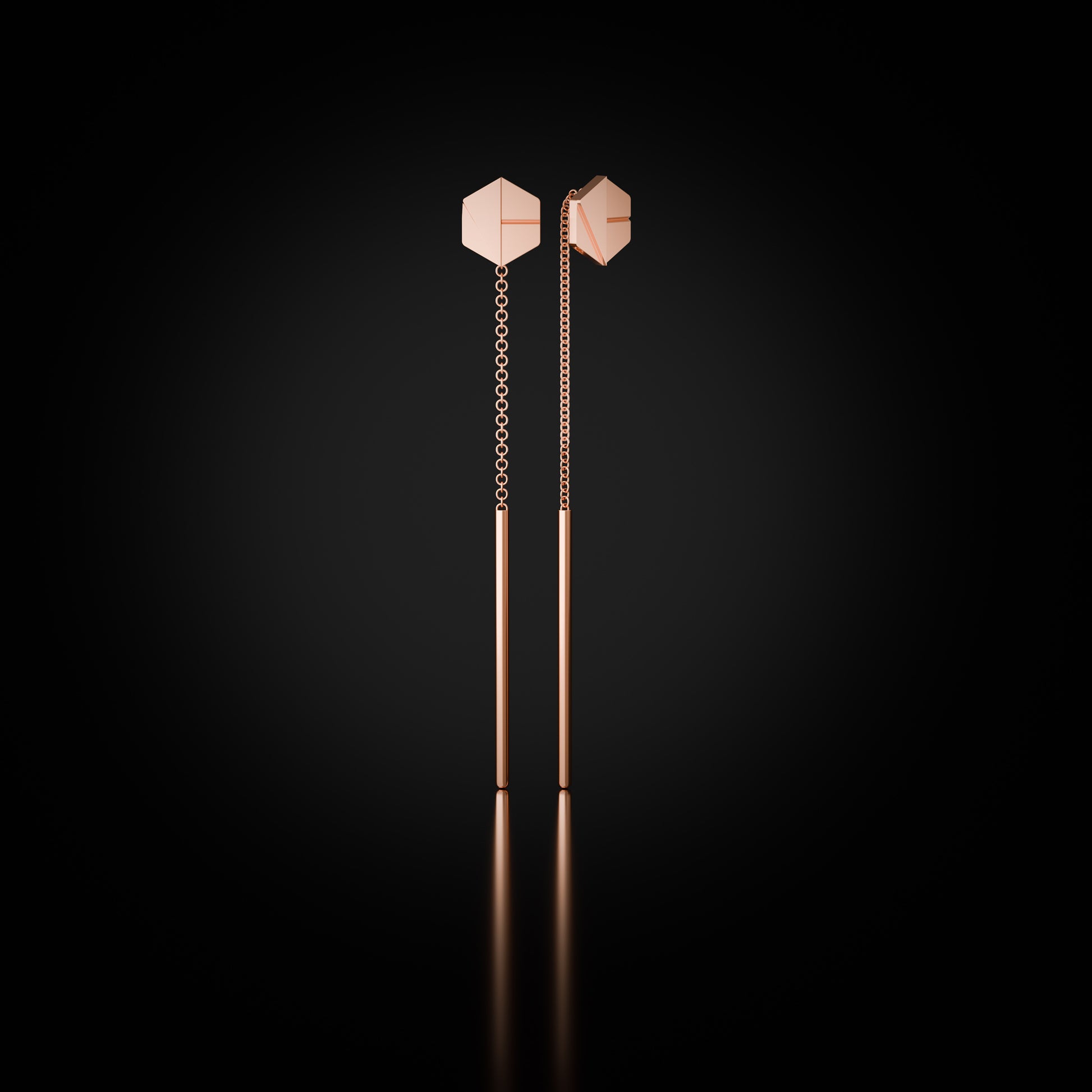 See You Threader Earrings in 18k Rose Gold by Naude Bourn, blending bold elegance with contemporary charm.