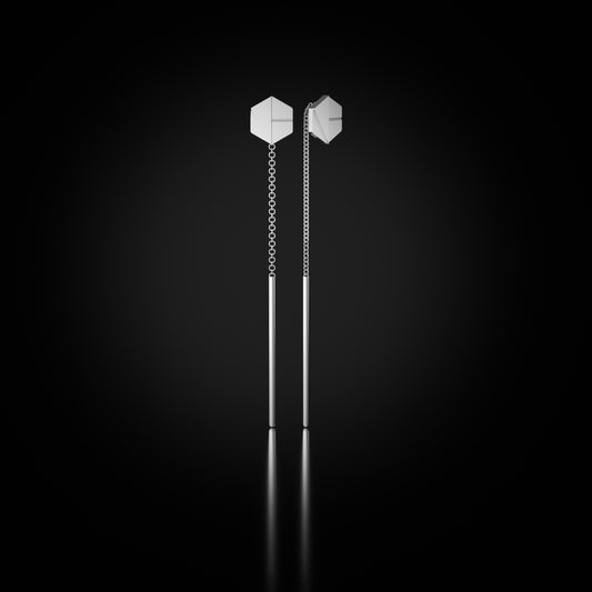 See You Threader Earrings in 18k White Gold by Naude Bourn, showcasing sleek design and sophisticated artistry.