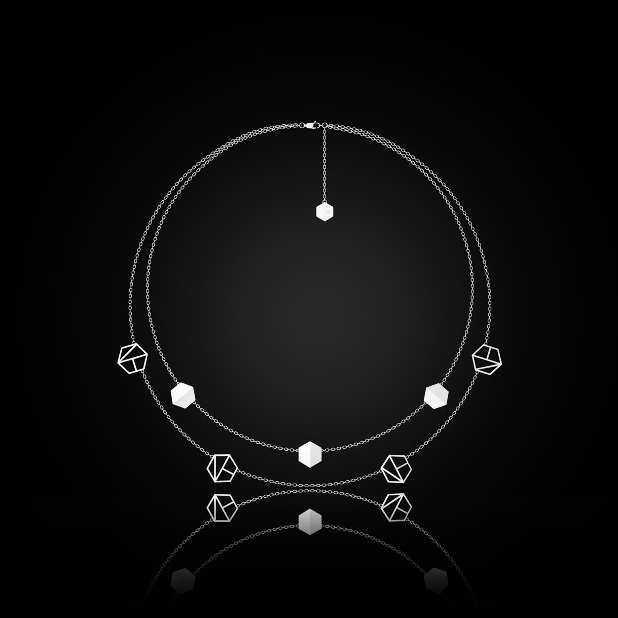 Embrace You Necklace in Surge White Gold – luminous 18k gold chain designed for statement layering and elevated evening wear by Naude Bourn. Sustainable gold jewelry, ethical jewelry, handcrafted artisan jewelry, fine jewelry, high-end jewelry, and ethical luxury. A sophisticated design from sustainable jewelry brands and a unique jewelry gift in white gold.