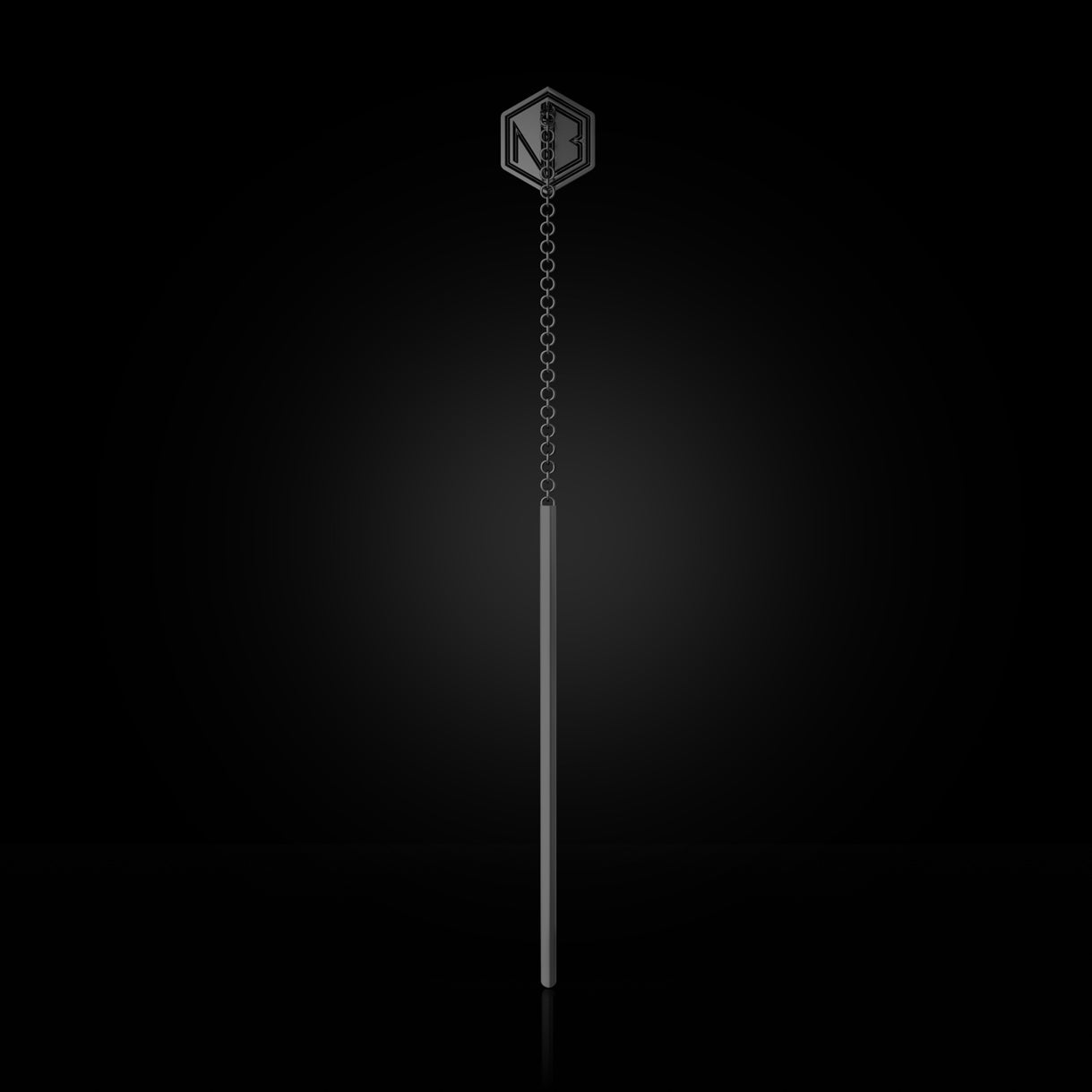 Empower You Single Threader Earrings in Stealth Black Gold – bold symbol of transformation and refined rebellion. Sustainable gold jewelry, ethical jewelry, handcrafted artisan jewelry, fine jewelry, high-end jewelry, and ethical luxury. A striking design from sustainable jewelry brands and a unique jewelry gift in black gold.