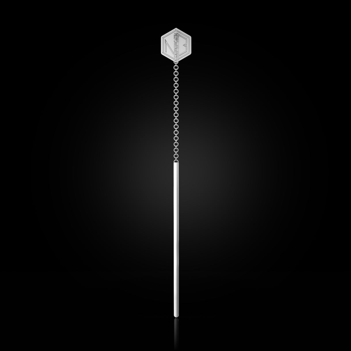 Empower You Single Threader Earrings in Surge White Gold – back view of 18k gold piece, crafted to express refined strength and personal evolution by Naude Bourn. Sustainable gold jewelry, ethical jewelry, handcrafted artisan jewelry, fine jewelry, high-end jewelry, and ethical luxury. A powerful piece from sustainable jewelry brands and a unique jewelry gift in white gold.