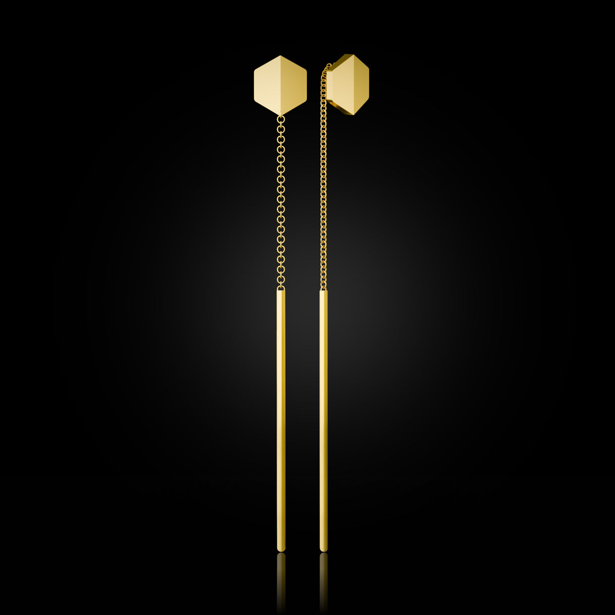 Empower You Threader Earrings in Bravura Yellow Gold – modern artisan-crafted jewelry for special occasions by Naude Bourn. Sustainable gold jewelry, ethical jewelry, handcrafted artisan jewelry, fine jewelry, high-end jewelry, and ethical luxury. A standout design from sustainable jewelry brands and a unique jewelry gift in yellow gold.