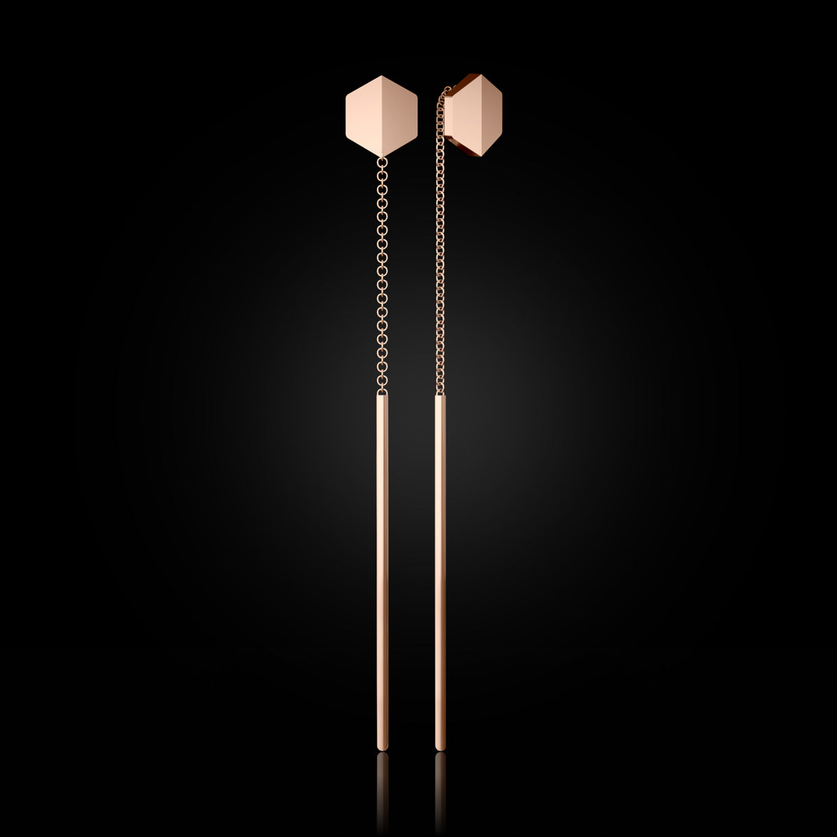 Empower You Threader Earrings in Rebel Rose Gold – ethical fine jewelry handcrafted in recycled gold by Naude Bourn. Sustainable gold jewelry, ethical jewelry, handcrafted artisan jewelry, fine jewelry, high-end jewelry, and ethical luxury. A refined design from sustainable jewelry brands and a unique jewelry gift in rose gold.