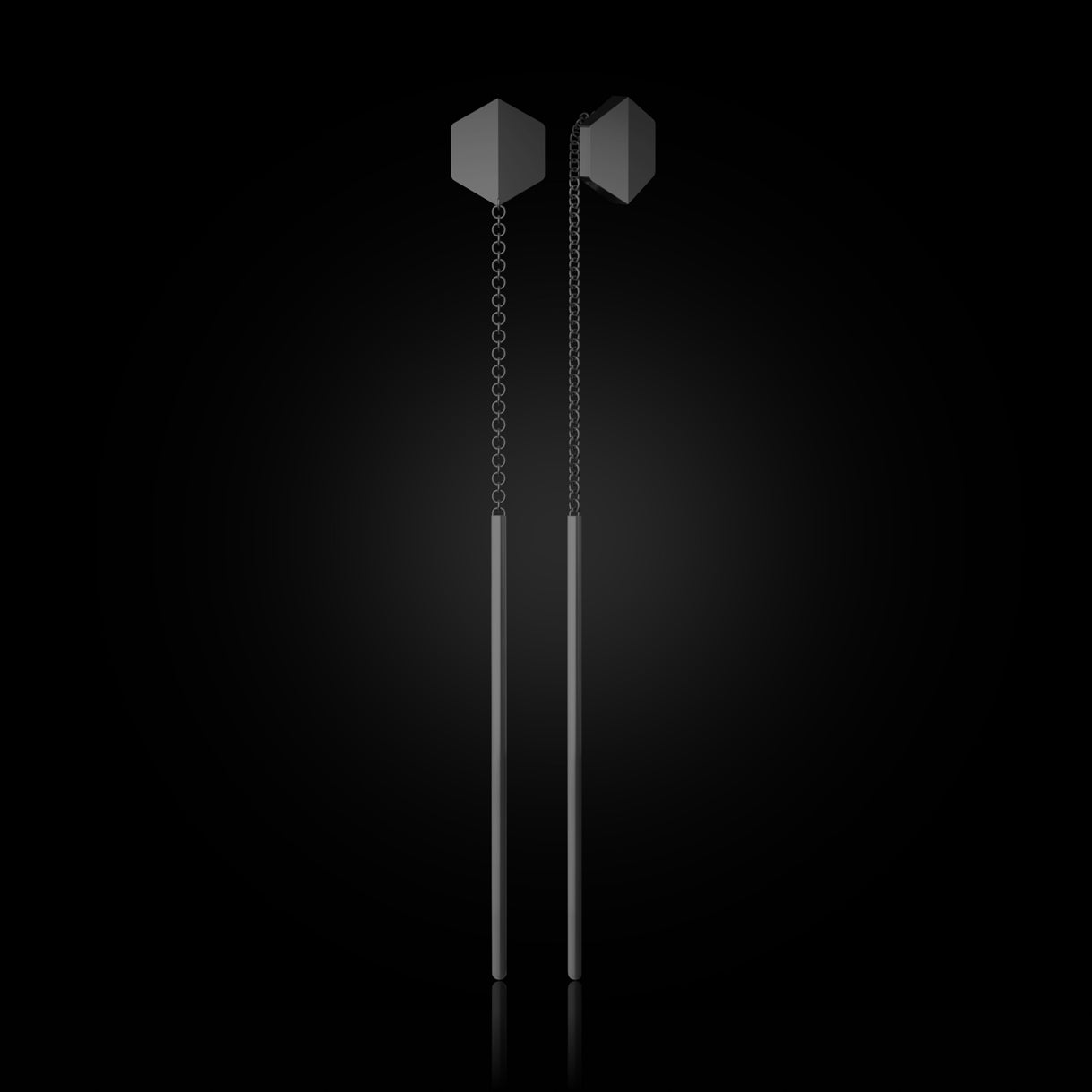 Empower You Threader Earrings in Stealth Black Gold – handcrafted fine jewelry in recycled gold by Naude Bourn. Sustainable gold jewelry, ethical jewelry, handcrafted artisan jewelry, high-end jewelry, fine jewelry, and ethical luxury. A bold piece from sustainable jewelry brands and a unique jewelry gift in black gold.