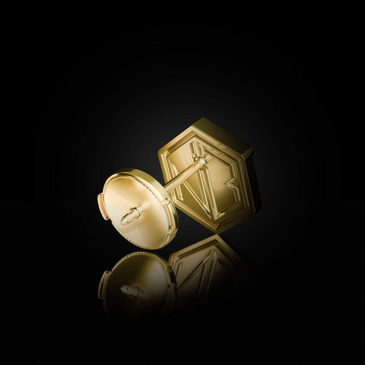 Hear You Medium Stud in Bravura Yellow Gold – La Pousette back view of 750 gold earring for leaders who shine, expertly crafted by Naude Bourn. Sustainable gold jewelry, ethical jewelry, handcrafted artisan jewelry, fine jewelry, high-end jewelry, and ethical luxury. A distinguished design from sustainable jewelry brands and a unique jewelry gift in yellow gold.