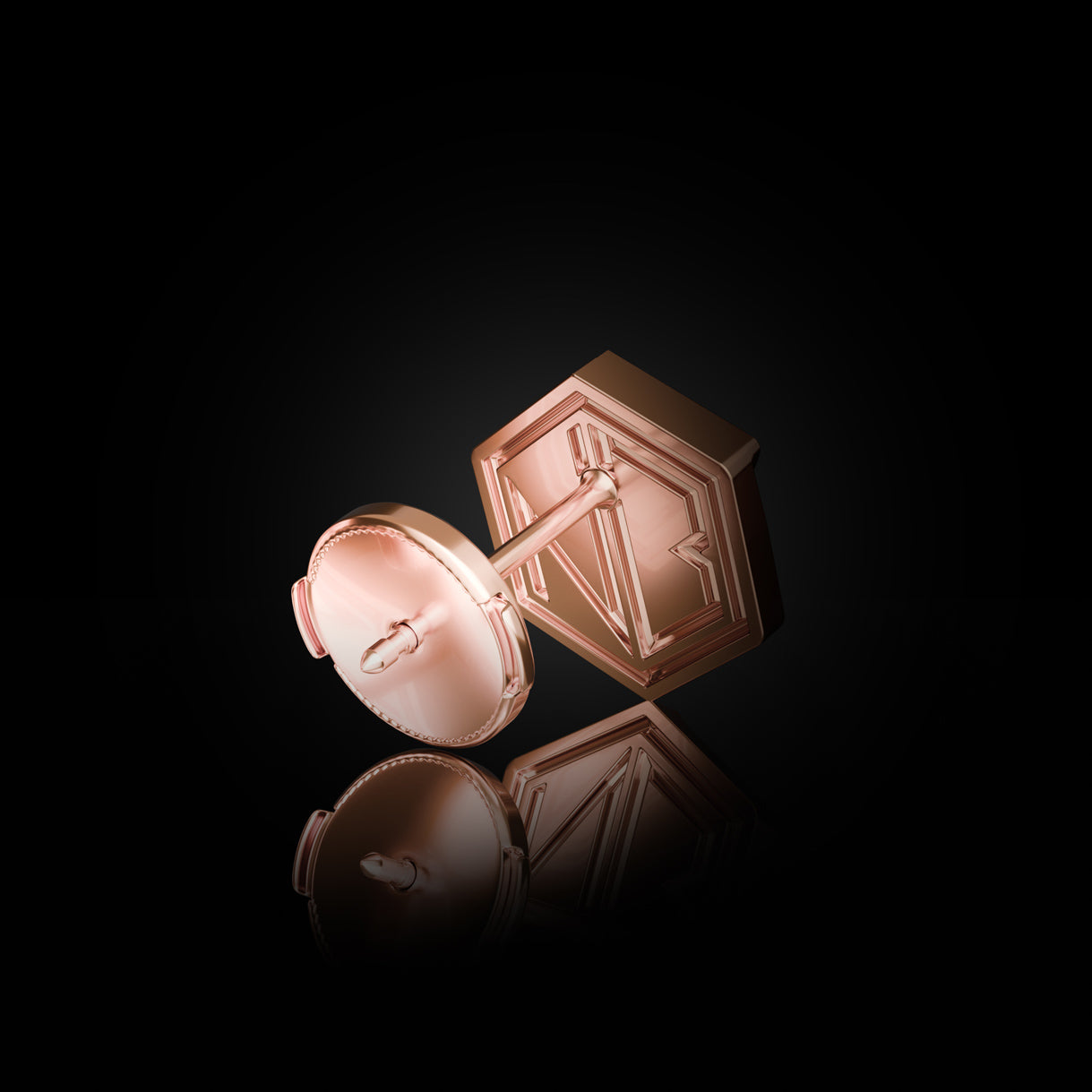 Hear You Medium Stud in Rebel Rose Gold – La Pousette back view of 18k gold earring for those who disrupt with grace and strength, shaped by Naude Bourn. Sustainable gold jewelry, ethical jewelry, handcrafted artisan jewelry, fine jewelry, high-end jewelry, and ethical luxury. A powerful design from sustainable jewelry brands and a unique jewelry gift in rose gold.