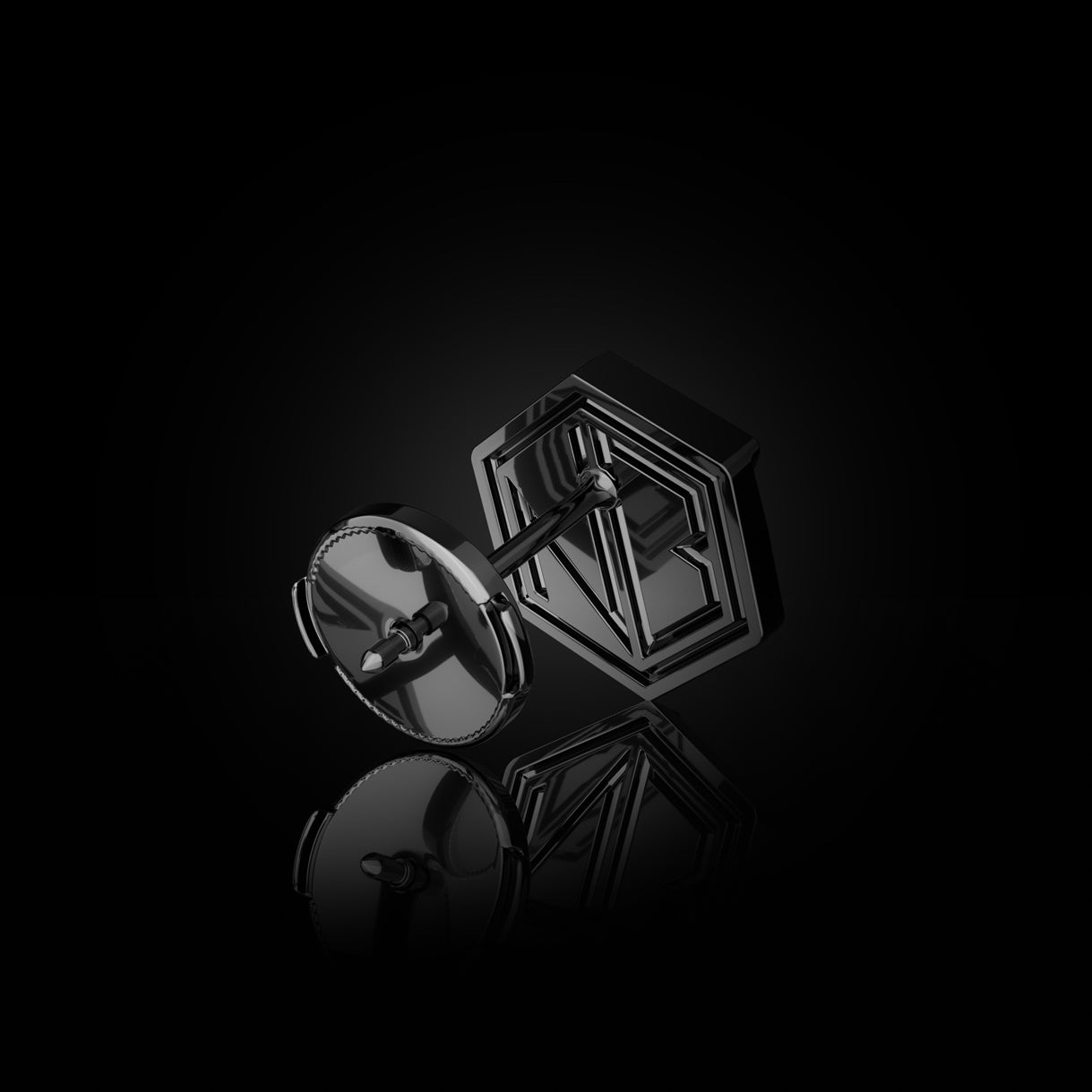 Hear You Medium Stud in Stealth Black Gold – La Pousette back view of 18-karat gold earring for mystics in command, crafted with intention by Naude Bourn. Sustainable gold jewelry, ethical jewelry, handcrafted artisan jewelry, fine jewelry, high-end jewelry, and ethical luxury. A purposeful design from sustainable jewelry brands and a unique jewelry gift in black gold.