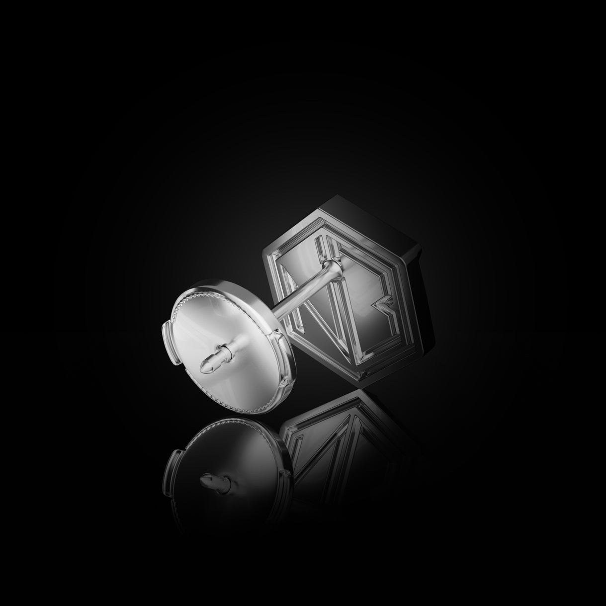 Hear You Medium Stud in Surge White Gold – La Pousette back view of 750 gold earring for seers of the unseen, made with intention by Naude Bourn. Sustainable gold jewelry, ethical jewelry, handcrafted artisan jewelry, fine jewelry, high-end jewelry, and ethical luxury. A purposeful design from sustainable jewelry brands and a unique jewelry gift in white gold.