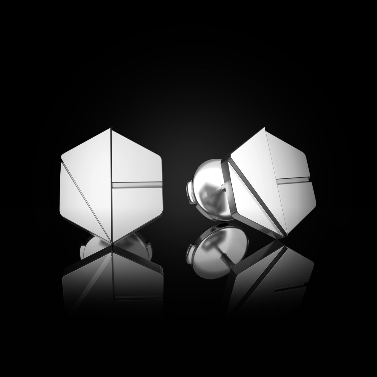 Hear You Medium Studs in Surge White Gold – 18k gold earrings with La Pousette backs, designed for quiet confidence and versatile styling by Naude Bourn. Sustainable gold jewelry, ethical jewelry, handcrafted artisan jewelry, fine jewelry, high-end jewelry, and ethical luxury. A versatile design from sustainable jewelry brands and a unique jewelry gift in white gold.