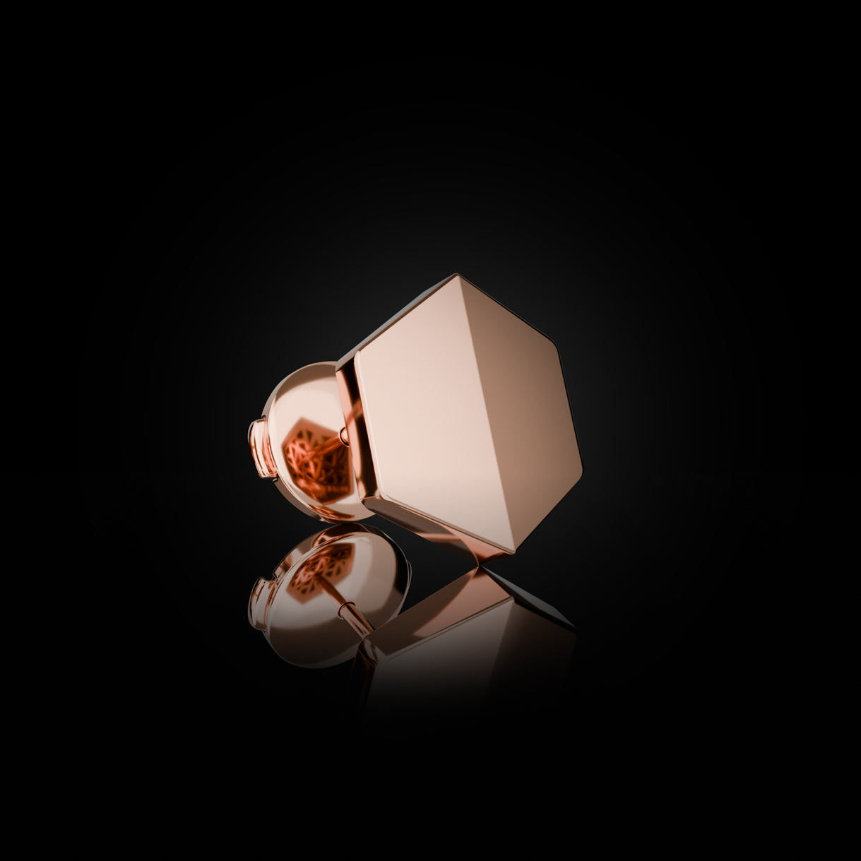 Know You Medium Stud in Rebel Rose Gold with La Pousette back. A refined 18k gold earring—styled for dinner, red carpet, or off-shoulder looks. Sustainable gold jewelry, ethical jewelry, handcrafted artisan jewelry, fine jewelry, high-end jewelry, and ethical luxury. A sophisticated piece from sustainable jewelry brands and a unique jewelry gift in rose gold.