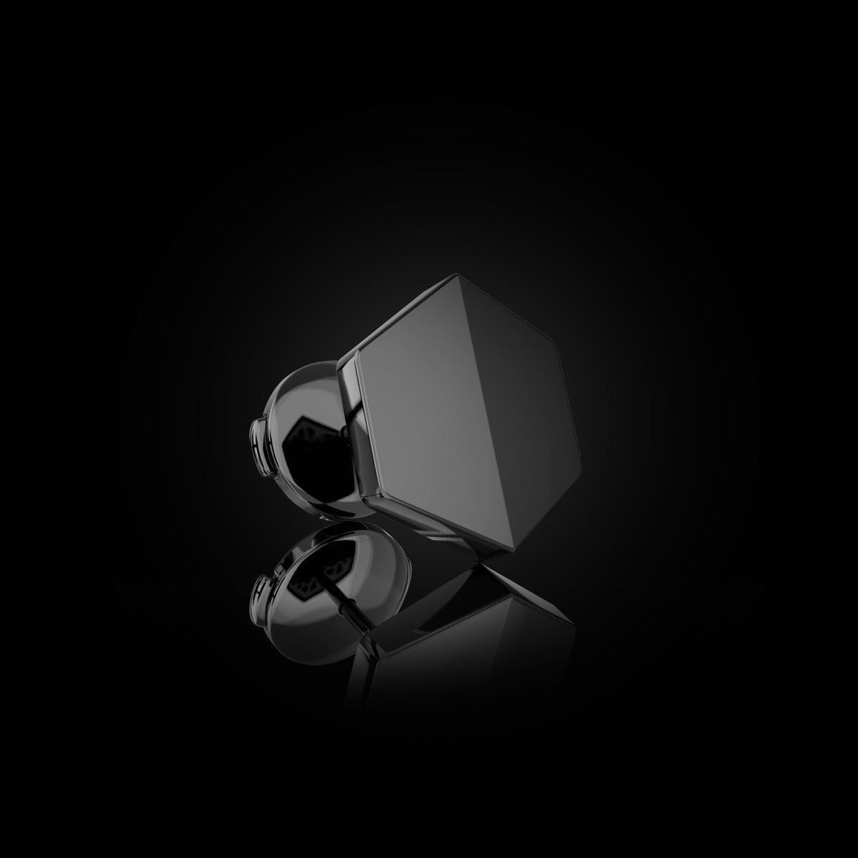 Know You Medium Stud in Stealth Black Gold with La Pousette back. Bold 18k earring from the Emergence Collection—sculpted for quiet power. Sustainable gold jewelry, ethical jewelry, handcrafted artisan jewelry, fine jewelry, high-end jewelry, and ethical luxury. A powerful piece from sustainable jewelry brands and a unique jewelry gift in black gold.