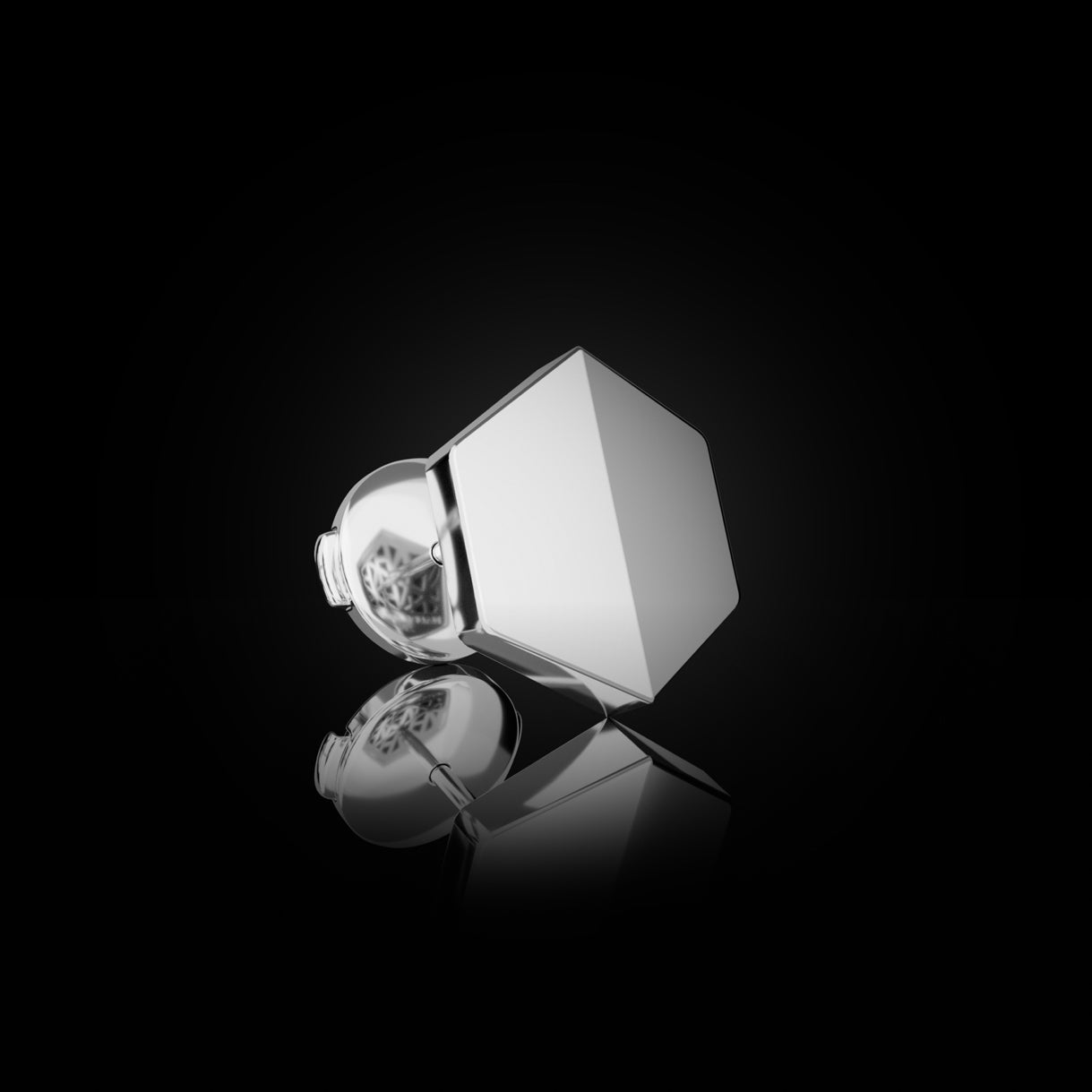 Know You Medium Stud in Surge White Gold with La Pousette backing. Clean 18k gold design from the Emergence Collection—refined for daily edge. Sustainable gold jewelry, ethical jewelry, handcrafted artisan jewelry, fine jewelry, high-end jewelry, and ethical luxury. A versatile piece from sustainable jewelry brands and a unique jewelry gift in white gold.