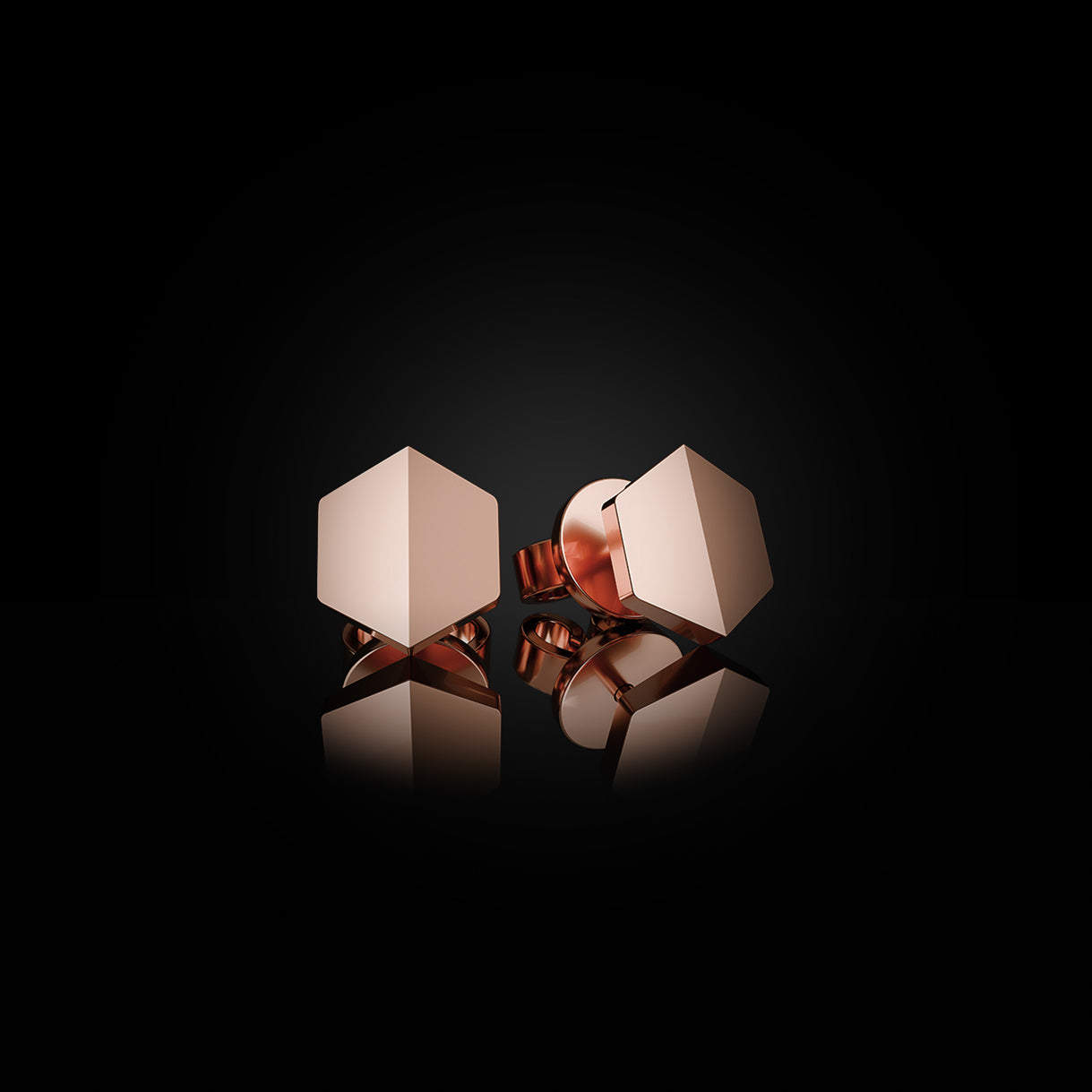 Know You Mini Studs in Rebel Rose Gold – butterfly back view of 750 gold earrings, designed to reflect bold transformation and inner clarity by Naude Bourn. Sustainable gold jewelry, ethical jewelry, handcrafted artisan jewelry, fine jewelry, high-end jewelry, and ethical luxury. A delicate piece from sustainable jewelry brands and a unique jewelry gift in rose gold.