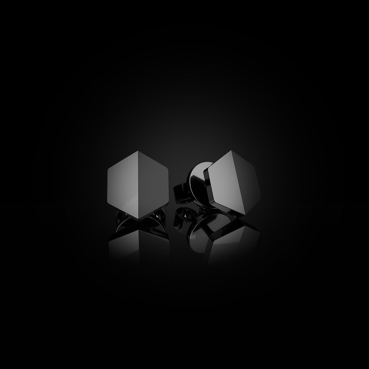 Know You Mini Studs in Stealth Black Gold – back view showing polished design for those who lead with vision, by Naude Bourn. Sustainable gold jewelry, ethical jewelry, handcrafted artisan jewelry, fine jewelry, high-end jewelry, and ethical luxury. A visionary piece from sustainable jewelry brands and a unique jewelry gift in black gold.