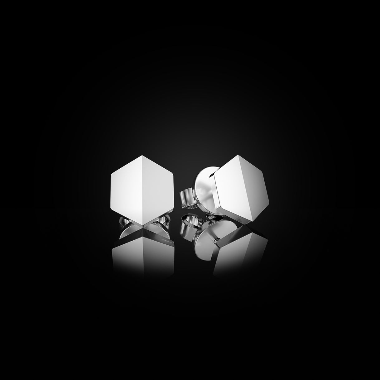 Back view of Know You Mini Studs in Surge White Gold. 18k gold earrings with butterfly backs—consciously made in NYC. Sustainable gold jewelry, ethical jewelry, handcrafted artisan jewelry, fine jewelry, high-end jewelry, and ethical luxury. A thoughtfully crafted piece from sustainable jewelry brands and a unique jewelry gift in white gold.