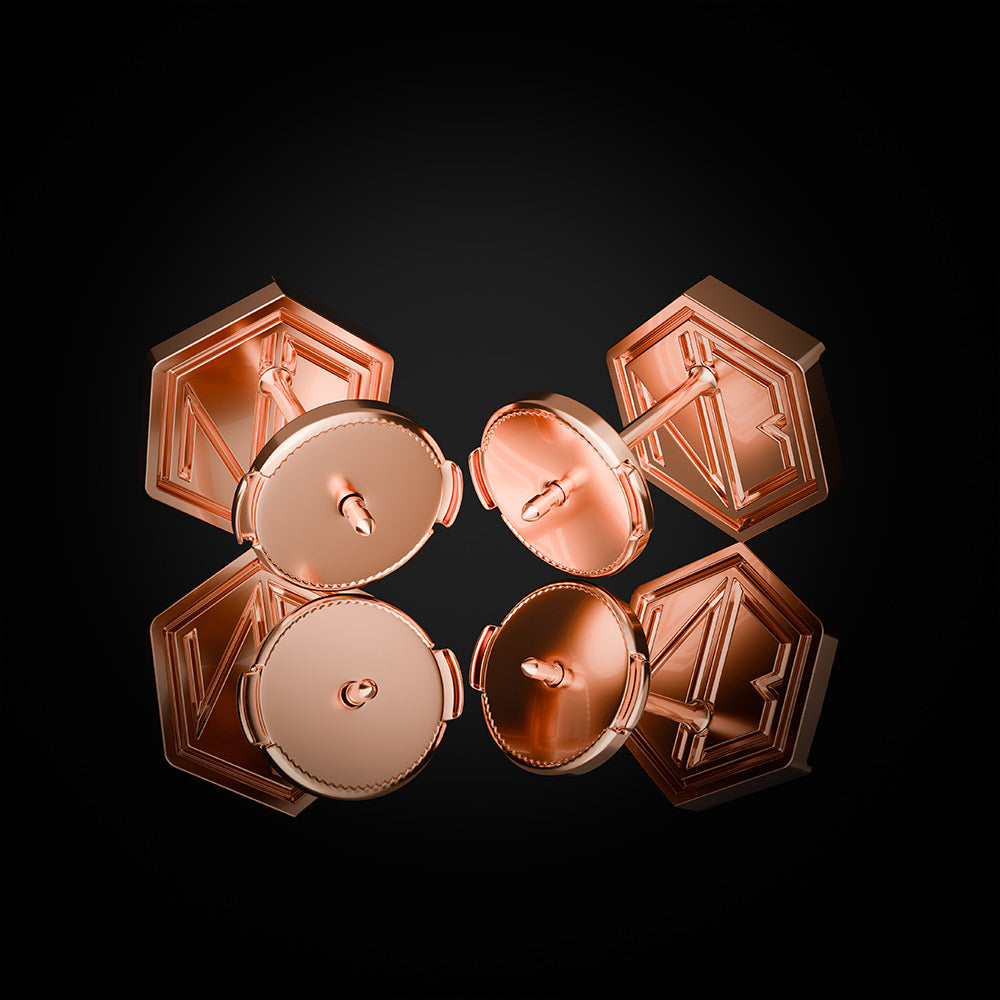 Naude Bourn Hear You stud earrings in 18k rose gold, featuring secure La Pousette earring backs and sustainable craftsmanship.