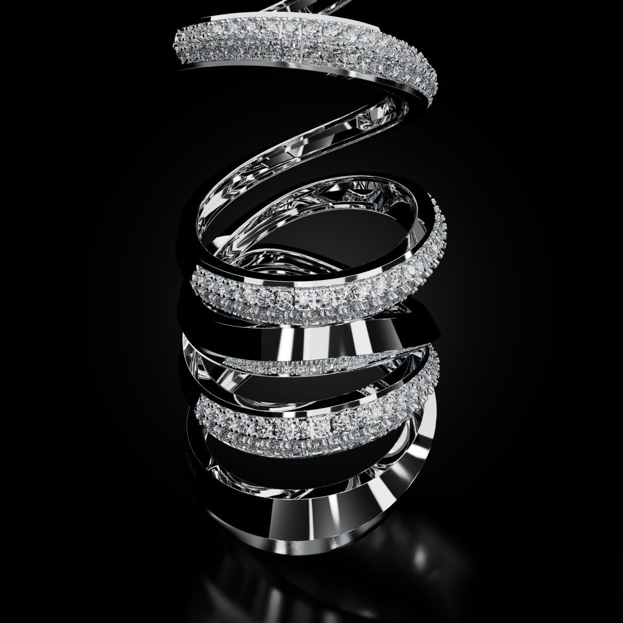 18 Karat White Gold Multi Layer Pavé Diamond Ring – Bloodline - NAUDE BOURN
