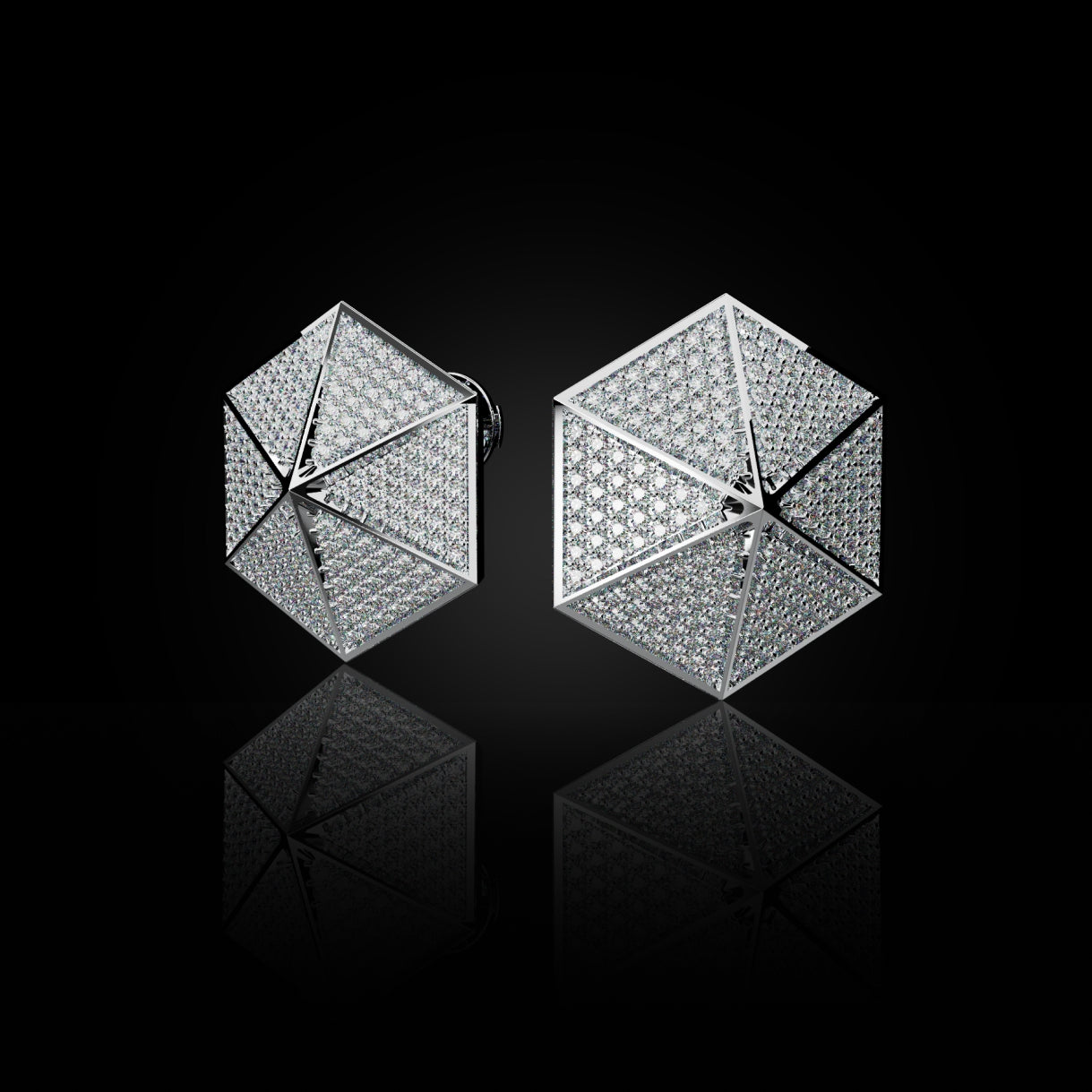 18 Karat White Gold Pavé Diamond Stud Earrings – Rare Dimension