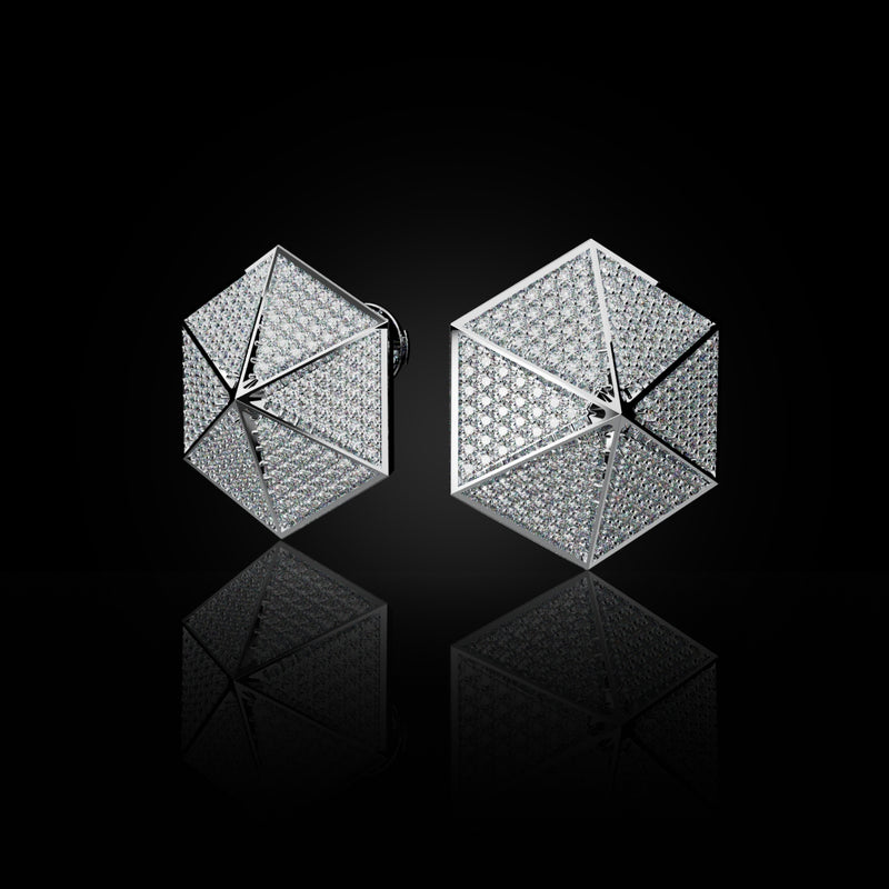 18 Karat White Gold Pavé Diamond Stud Earrings – Rare Dimension - NAUDE BOURN