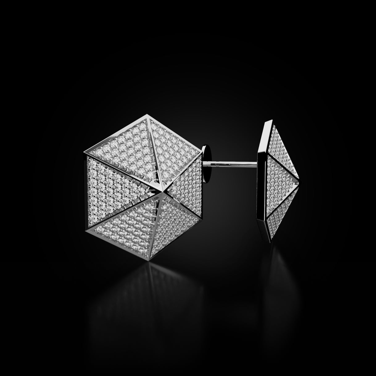 18 Karat White Gold Pavé Diamond Stud Earrings – Rare Dimension