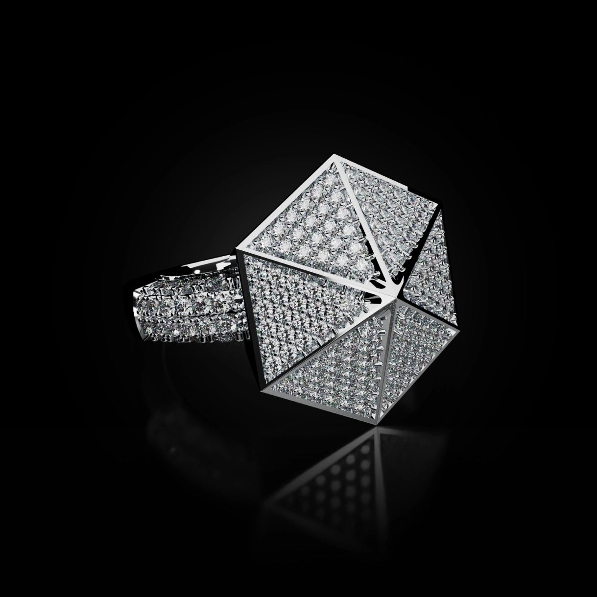18 Karat White Gold Pavé Diamond Cocktail Ring | Giza | Bon Ton Collection