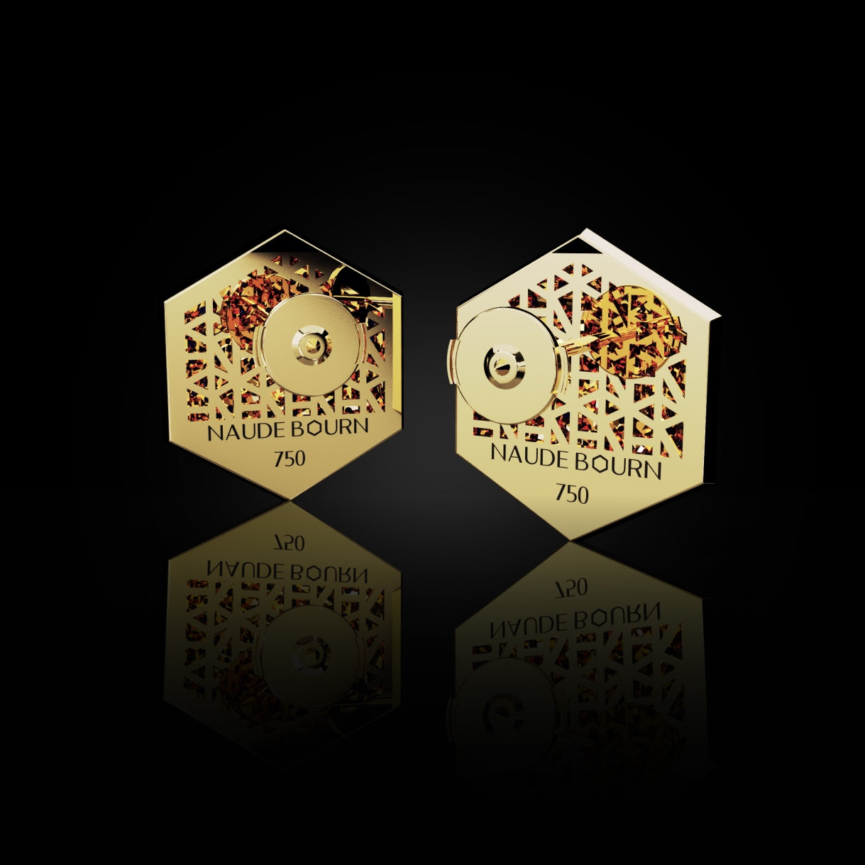 18 Karat Yellow Gold Pavé Diamond Stud Earrings – Rare Dimension
