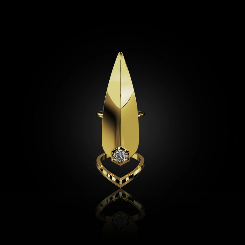 18 Karat Yellow Gold Nail Jewel with Diamond – Viola